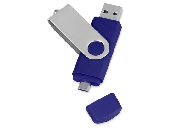 USB/micro синий USB-флешка из пластика на 16 Гб Квебек OTG