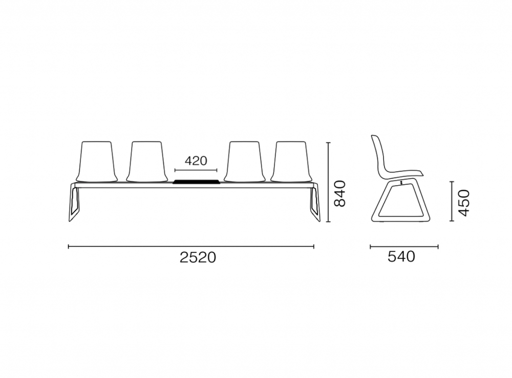 Система с четырьмя сиденьями и столиком Papatya X-Treme Bench