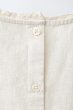 ZARA РУБАШКА С ВЫШИВКОЙ, ЭКРЮ