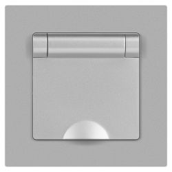 Розетка Intro Accent 6-203-03 2P+E Schuko с крышкой 16А-250В IP20 СУ AL/CU алюминий