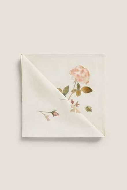 ZARA HOME ХЛОПЧАТОБУМАЖНЫЕ САЛФЕТКИ С ЦВЕТОЧНЫМ РИСУНКОМ (УПАКОВКА ИЗ 2 ШТУК), ЗЕЛЕНЫЙ