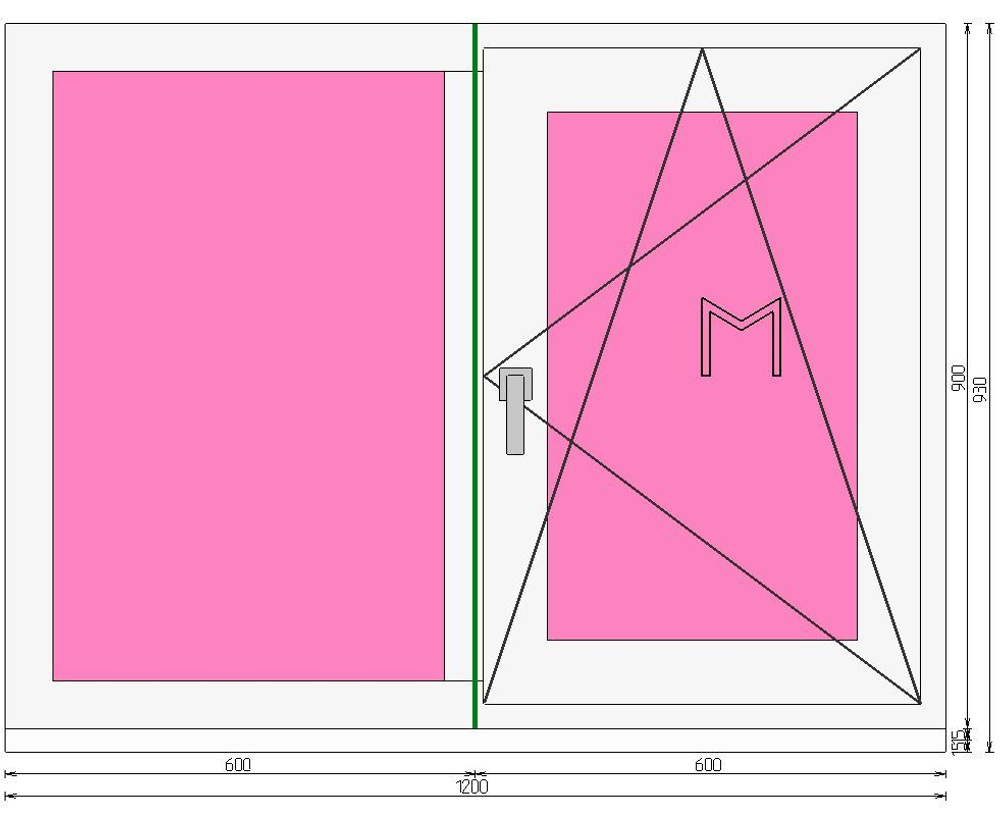 Пластиковое окно 900 х 1200 ТермА Эко + Москитная сетка