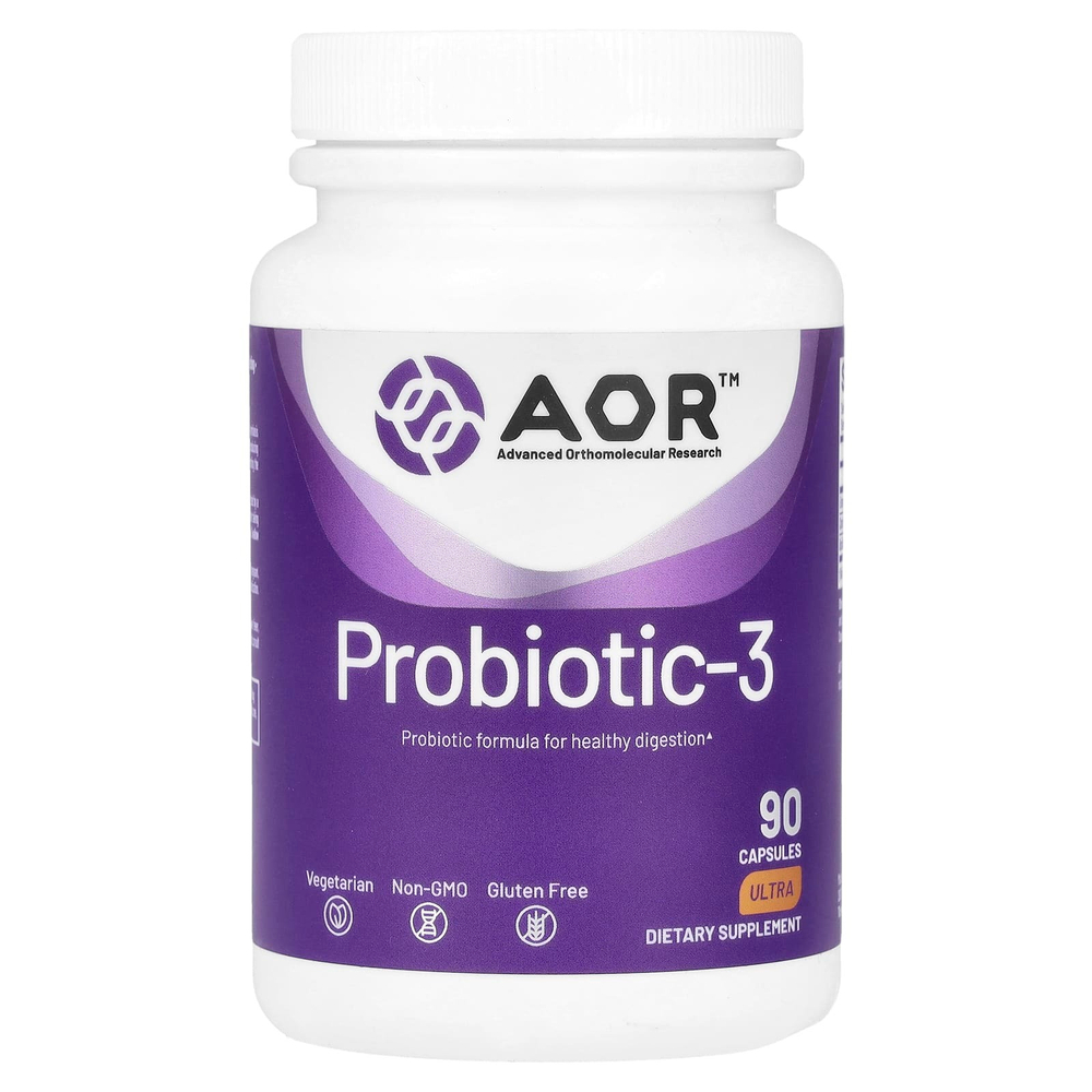 Advanced Orthomolecular Research AOR, Probiotic-3, пробиотики, 90 капсул