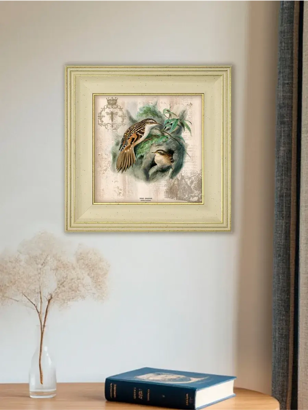 Картина интерьерная на холсте в раме "Птички" 30*30 см