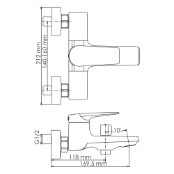 Glan 6601 Смеситель для ванны с коротким изливом