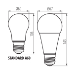 Лампочка е27 светодиодная KANLUX IQ-LED A67 19W 4000К NW