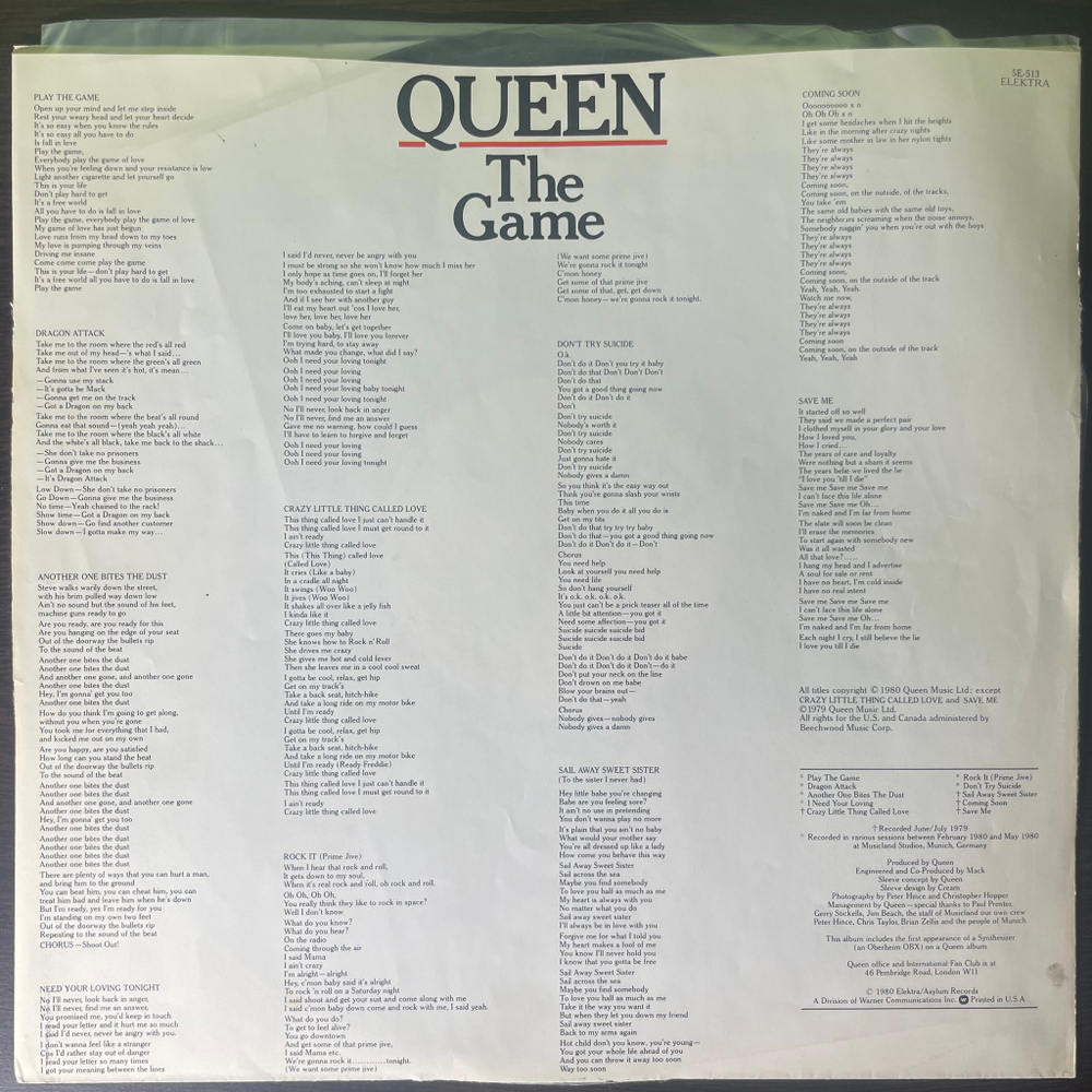 Queen ‎– The Game (США 1980г.)