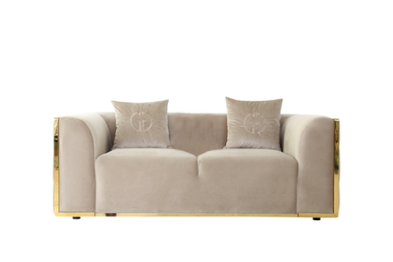 Диван Garda Decor Берн (Bern) двухместный, велюр бежевый 194*96*69 см