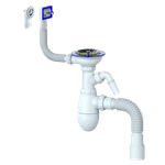 B427P CИФОН ДЛЯ МОЙКИ С ВЫПУСКОМ 3 1/2" на (Ø 40), с  ПРЯМ И КРУГЛЫМ ПЕРЕЛИВОМ, С ГИБКИМ СОЕДИНЕНИЕМ