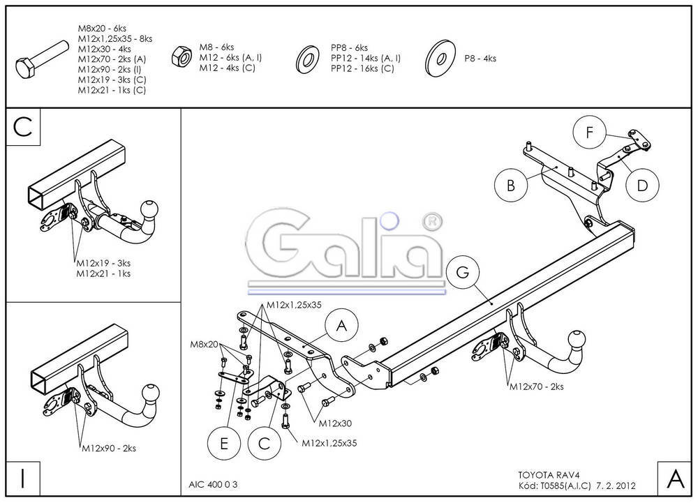 Фаркоп оцинкованный Galia T058A для Toyota RAV4 2006-2013(паспорт и сертификат в комплекте)(без электрики)