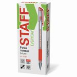 Ручка гелевая с грипом STAFF "EVERYDAY" GP-193, 1шт, КРАСНАЯ, корпус прозрачный, узел 0,5 мм, линия письма 0,35 мм, 141824