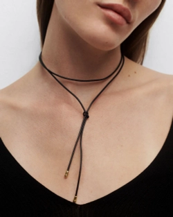 Колье Dana Leather Bow серебро 925 пробы покрытое золотом