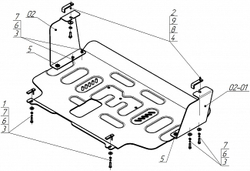 Защита картера двигателя, КПП. 4 мм, Алюминий для Ford Tourneo Custom 2023-н.в., Motodor.340702