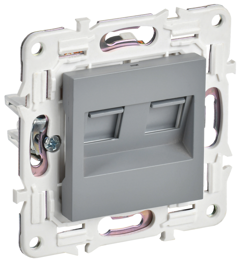 SKANDY Розетка компьютерная двойная RJ45 кат.5E SK-K03Gr серый IEK