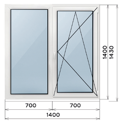 Пластиковое окно 1400 х 1400 ТермА Эко