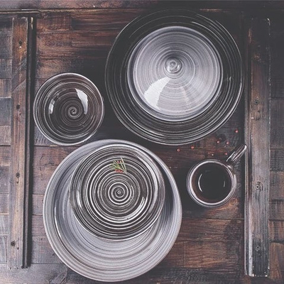 Тарелка «Маренго» мелкая;керамика;D=260,H=25мм;черный,серый (Цвет: черный)