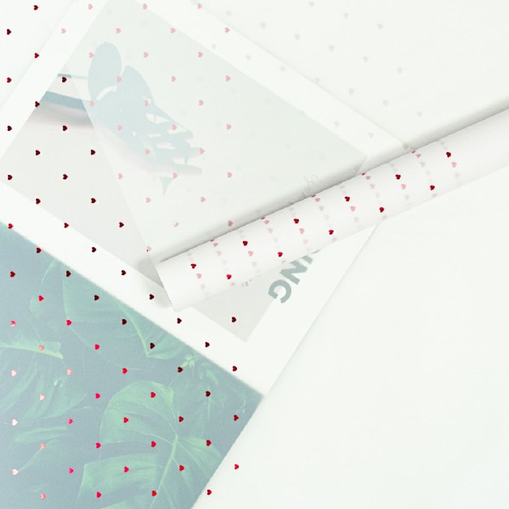 Пленка матовая "Любовный узор" 57см*10м Белая с красными сердцами