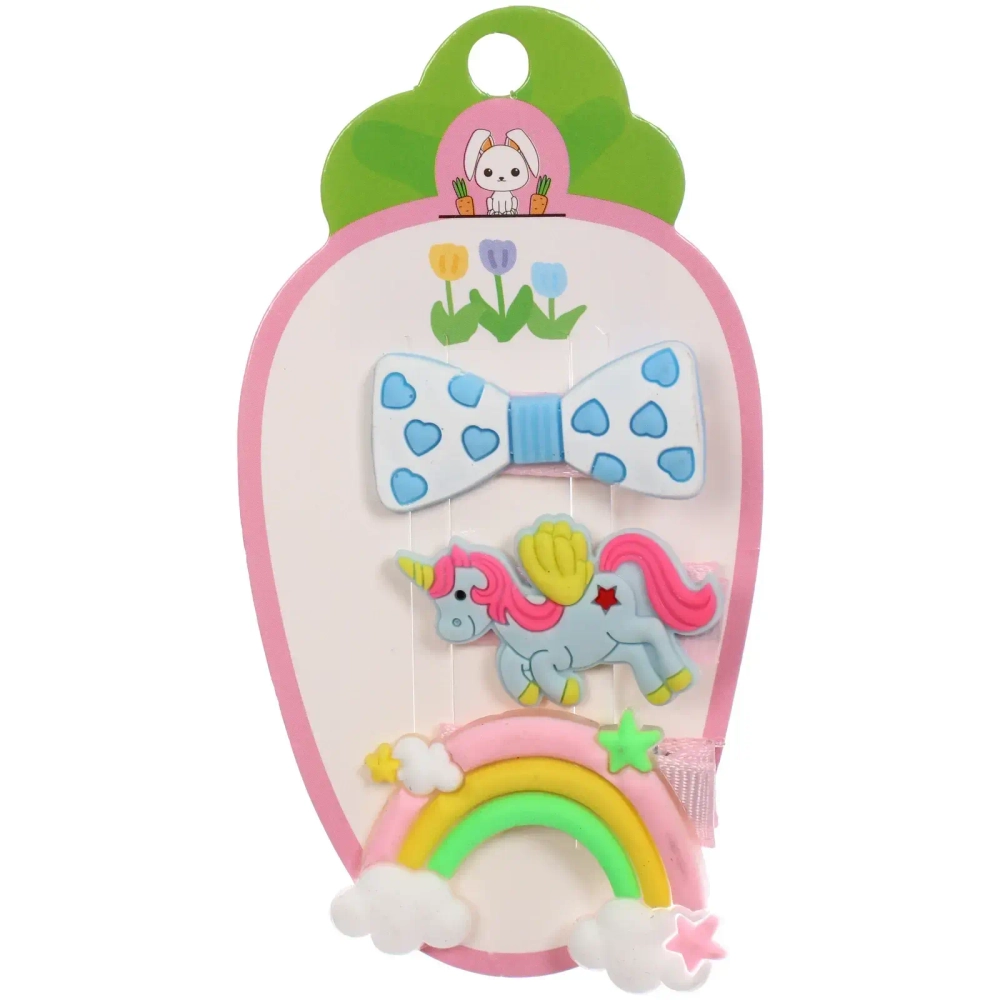 Зажимы для волос детские 3шт в наборе «БАМБИ БУМ», Небесное чудо, 12*6,5см