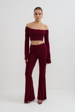 Бандо с длинными рукавами клеш цвета бордо