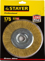 STAYER 175 мм, витая латунированная стальная проволока, 0.3 мм, Щетка дисковая, PROFESSIONAL (35122-175)