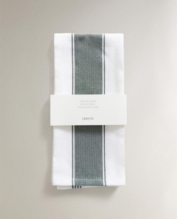 ZARA HOME КУХОННОЕ ПОЛОТЕНЦЕ В ПОЛОСКУ, ЗЕЛЕНЫЙ
