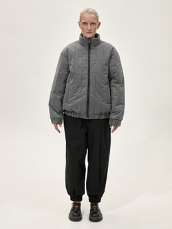 Бомбер стеганый "Брутализм". Серый