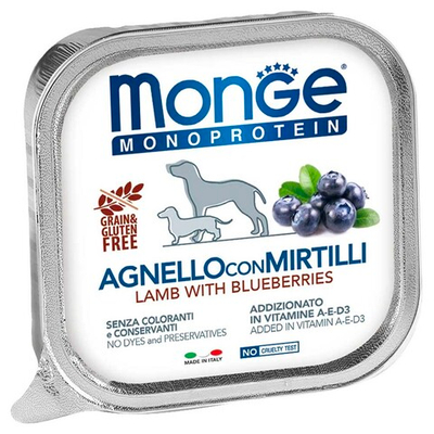 Monge Dog Monoprotein Fruits 150 г ягненок с черникой - консервы для собак (паштет)