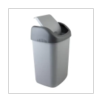 Ведро мусорное с КРЫШКОЙ (качающейся) 14 литров, ПОДВЕСНОЕ, 42х27х21 см, серый/графит, 327, 433270065