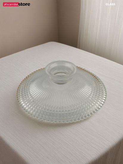 Блюдо-фруктовница 22,5 см. на ножке с золотой обводкой