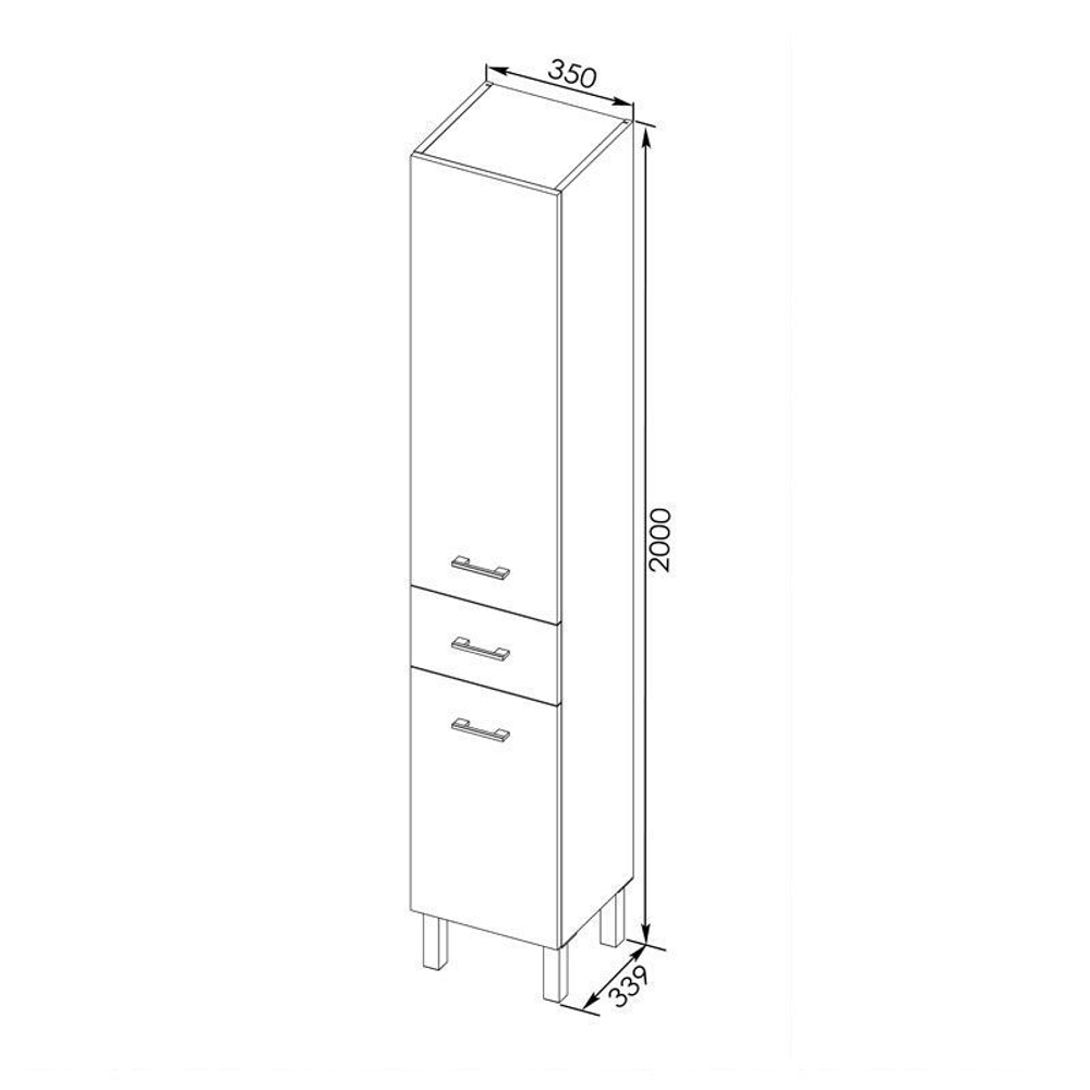 Шкаф-пенал для ванной Aquanet Верона 35 б/к белый (напольный)