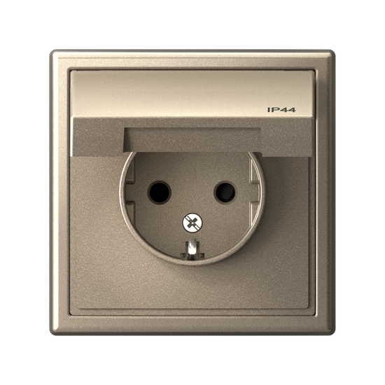 Розетка ArtGallery 16А IP44 с заземл. со шторками с крышкой механизм шампань SE GAL440546