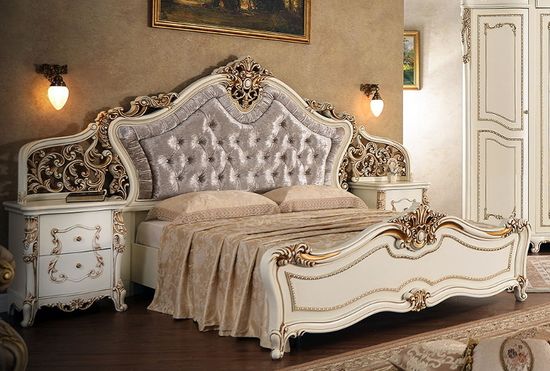 Кровать ДЖОКОНДА с мягким изголовьем крем глянец