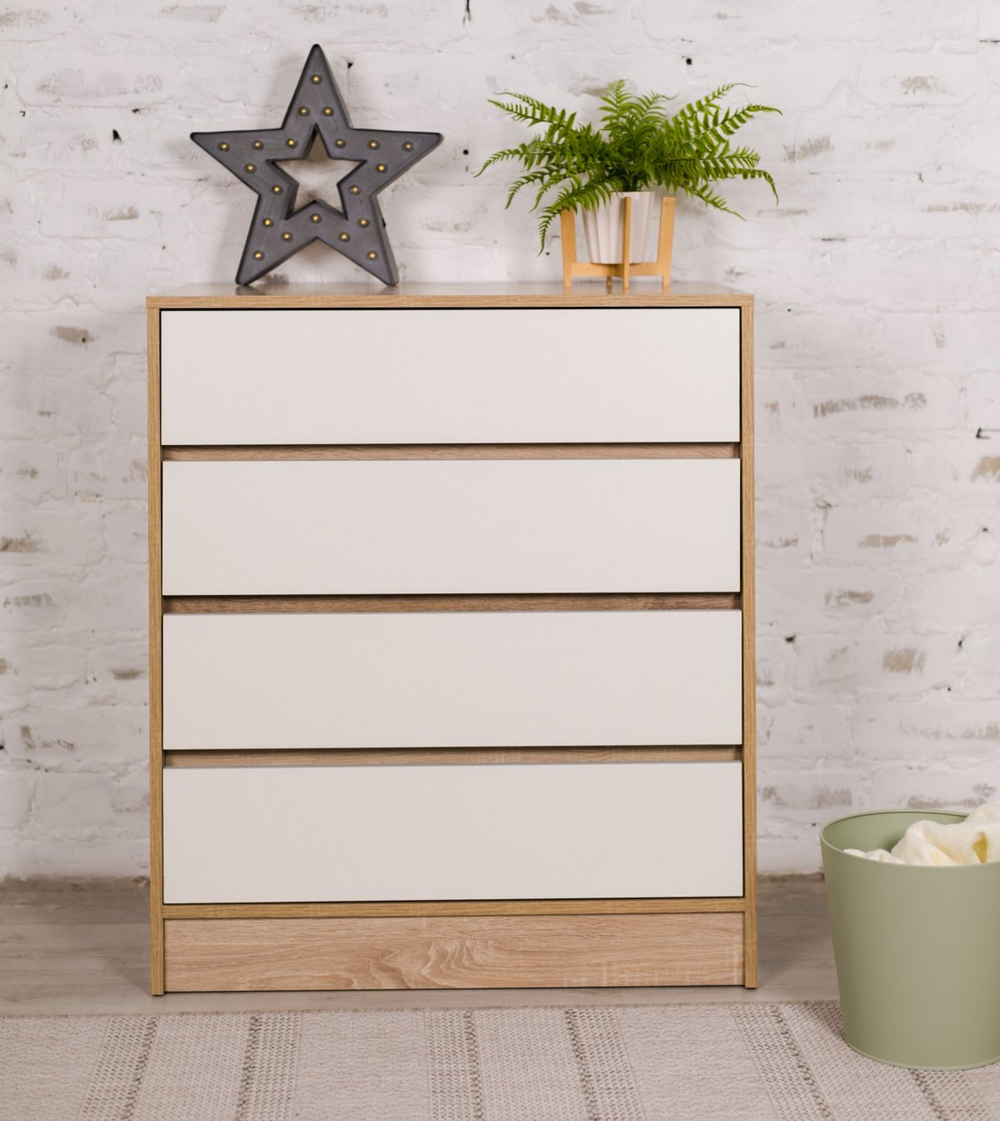 Комод с 4-мя ящиками Бруно дуб сонома/белый