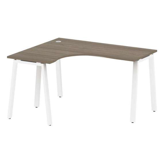 Metal System Стол криволинейный левый на А-образном м/к БА.СА-3 (L) Вяз Благородный/Металл Белый 140
