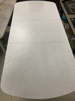 Стол разд Пластиковый подстолье прямое хром пояс белый Мрамор марквина белый