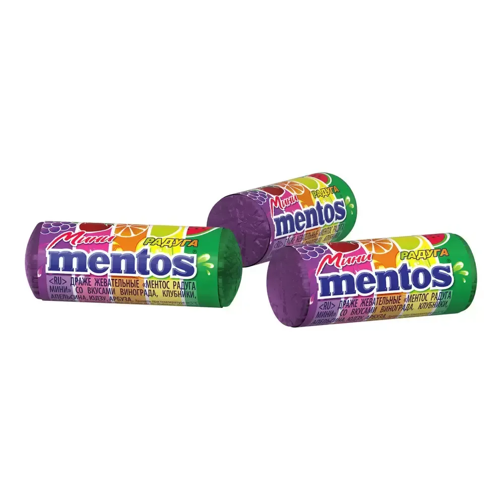 Жевательные конфеты Mentos Roll Mini Rainbow со вкусом фруктов, 10 г