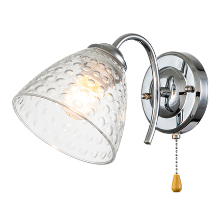 Настенный светильник 1x40Вт E27, металл/стекло, хром