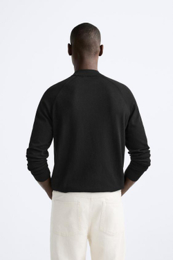 ZARA СВИТЕР С ВОРОТНИКОМ-СТОЙКОЙ, ЧЕРНЫЙ
