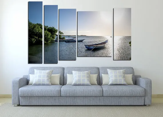 Модульная картина "Лодка у причала"