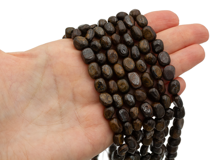 Нить бусин из бронзита 6,5х9мм, галтовка