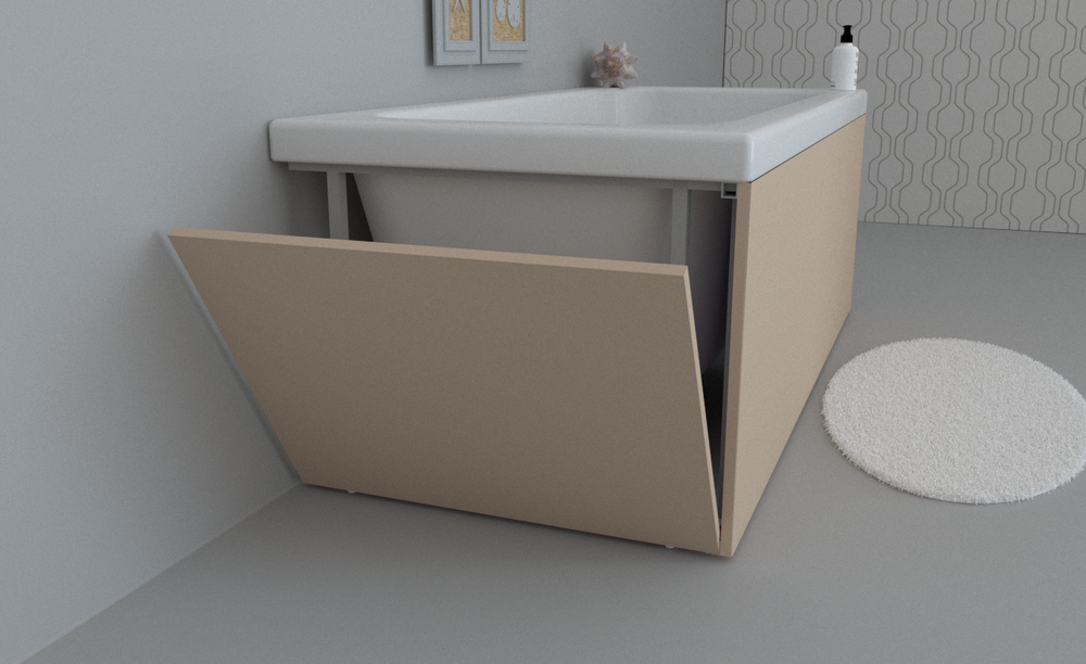 Экран для ванны торцевой откидной левый TE-2L-203 бежевый матовый soft touch