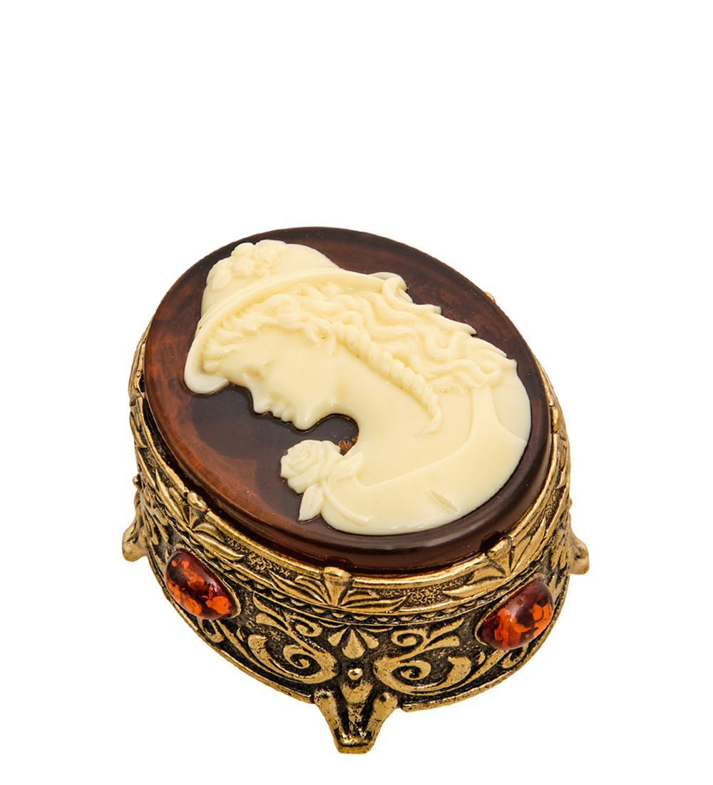 Народные промыслы AM-3264 Шкатулка «Камея Юность» (латунь, янтарь)