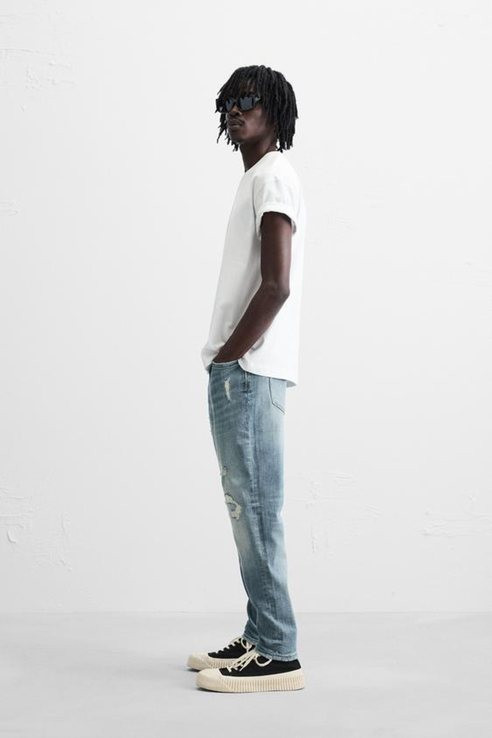 ZARA ДЖИНСЫ SKINNY FIT С РАЗРЕЗАМИ, ЗЕЛЕНОВАТО-СИНИЙ