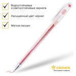 Ручка гелевая Crown "Hi-Jell" красная 0,5мм, штрих-код, 1шт