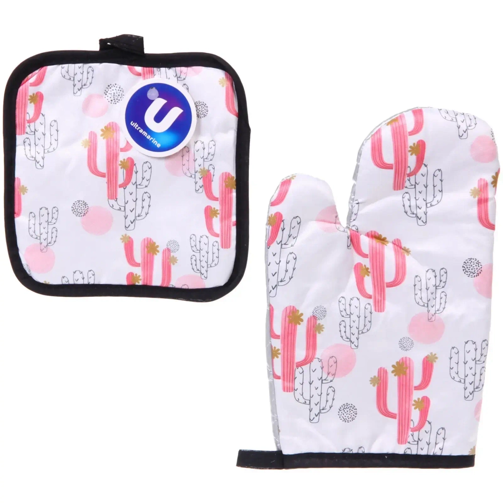 Прихватка в наборе с прихваткой-варежкой «Кактус», 25,5*15,5 см и 17*17 см, микс