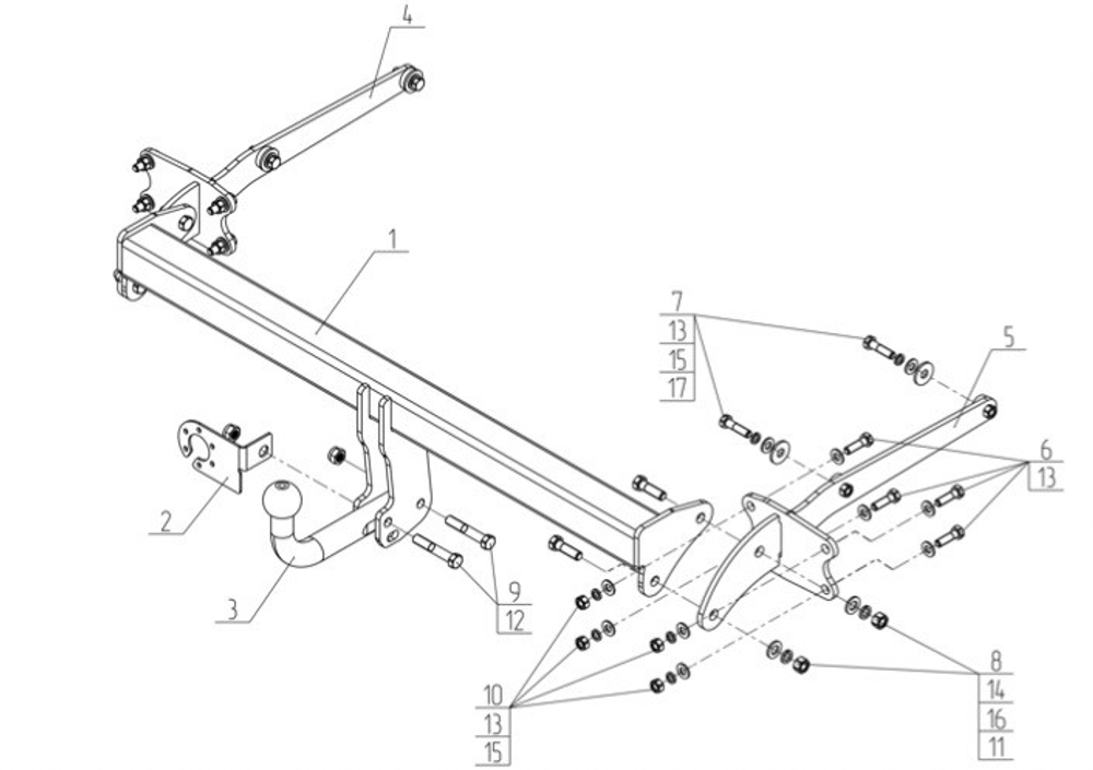 Фаркоп для Mercedes GLK-Class x204 2008-2015 Тип шара: A. Нагрузки: 2500/100 кг, MB 08