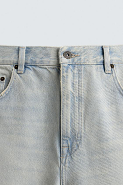 ZARA ДЖИНСОВЫЕ ШОРТЫ RELAXED FIT, ГОЛУБОЙ