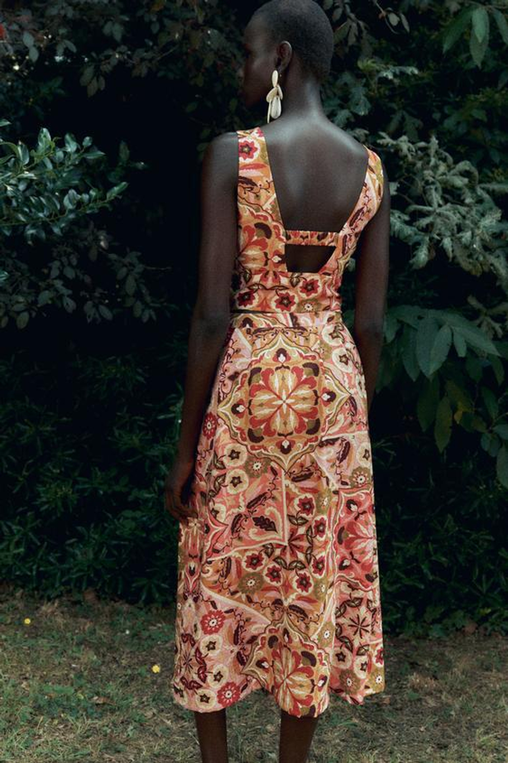 ZARA МИДИ-ЮБКА С РУСТИЧНЫМ ПРИНТОМ, РАЗНОЦВЕТНЫЙ