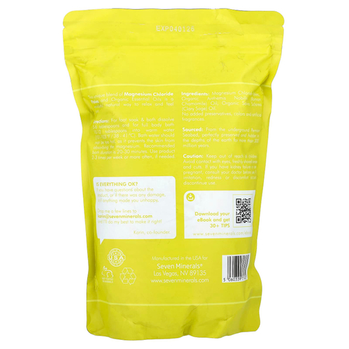 Seven Minerals, Глубокое расслабление, магниевые хлопья для ванн, римская ромашка и мускатный шалфей, 1,36 кг (3 фунта)