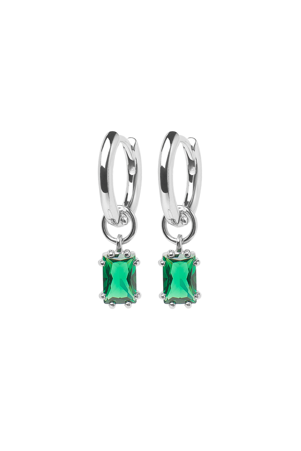 Серьги из серебра "Льдинки" с изумрудным фианитом